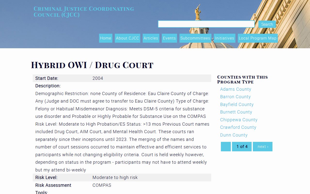 Eau Claire County Hybrid OWI Drug Court case program
