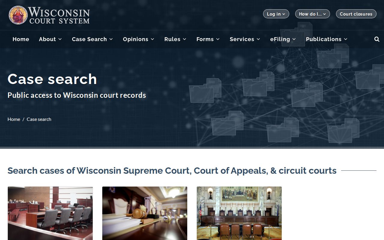 Eau Claire County criminal court case search gateway